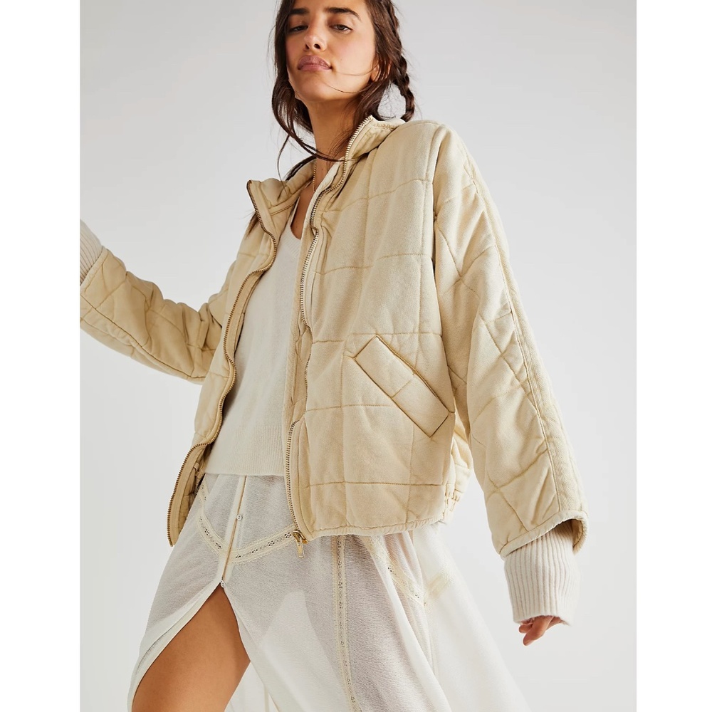 Free People Cream Quilted Puffer Jacket - Picture 5 of 15